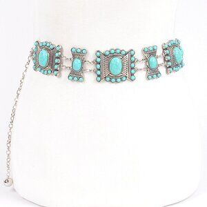 BNWT Plus Size Turquoise Western Inspired Chain Belt XL Chain Belt